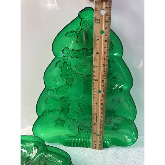 Vintage 3 PC  plastic Christmas Serving Tray Set 3 Green Christmas tree Trays - Picture 7 of 10